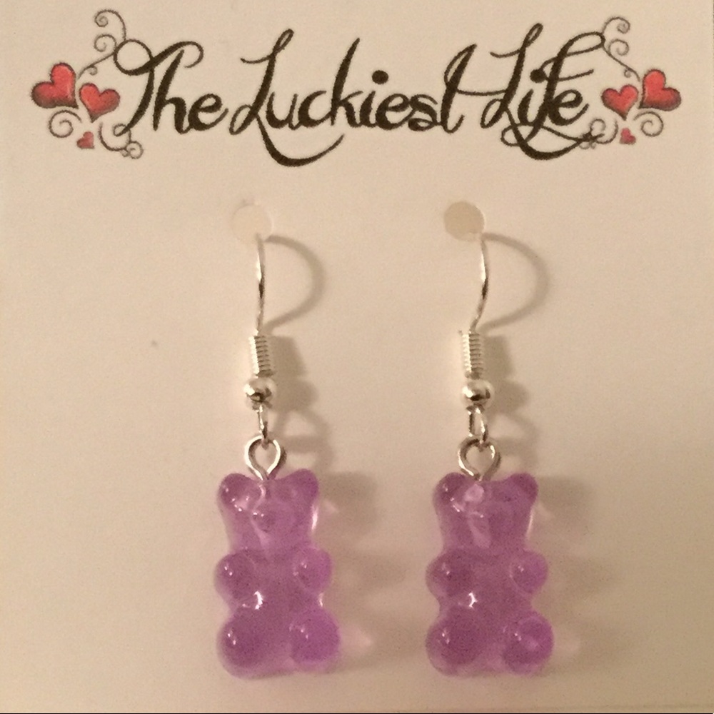 BRAND NEW! Cute Handmade Purple GummyBear Earrings